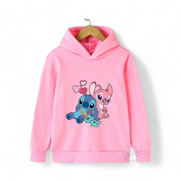 Stitch & Angel in Love Hoodie for Kids