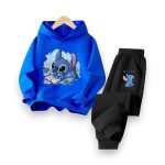 Cute red and black Disney Stitch Hoodie Set, available in 6 vibrant colors for kids