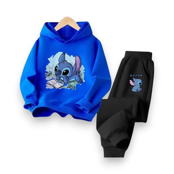 Cute red and black Disney Stitch Hoodie Set, available in 6 vibrant colors for kids