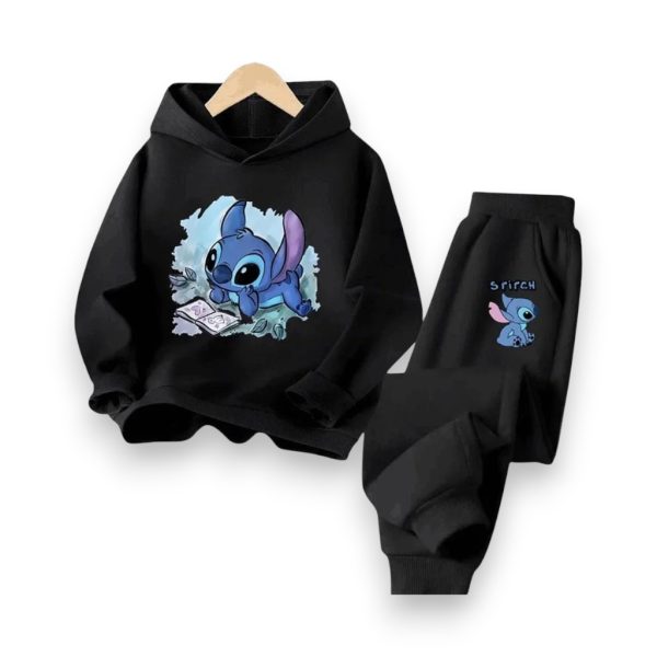 Disney Stitch hoodie and jogger set in red with playful Stitch design for kids