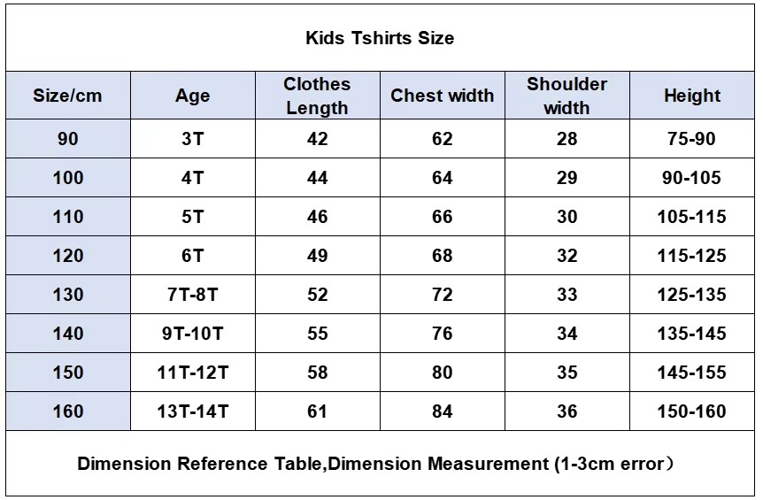 3D Stitch Kids T-Shirt 3D Stitch Kids T-shirt size info