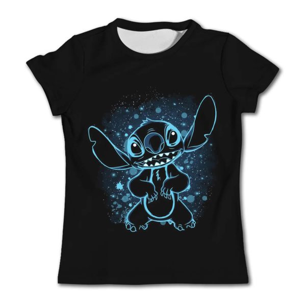 3D Stitch Kids T-Shirt in black