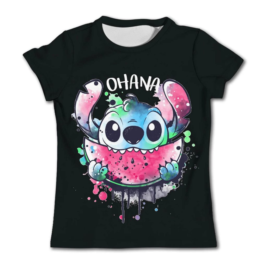 3D Stitch Kids T-Shirt 3D Stitch Kids T-Shirt in black ohana