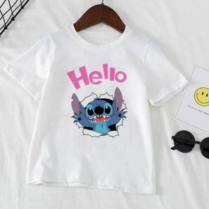 Hello Stitch Kids T-Shirt with cheerful Stitch saying 'Hello'