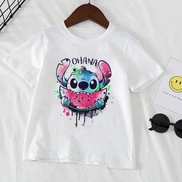 Ohana Stitch Kids T-Shirt featuring Stitch and Ohana lettering