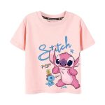 A cute Stitch Angel Kids T-Shirt in pink