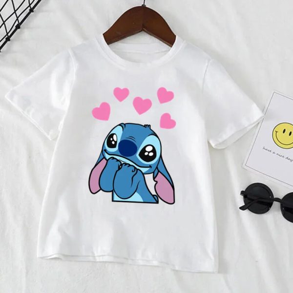 Stitch in Love T-Shirt for Kids featuring Stitch with hearts