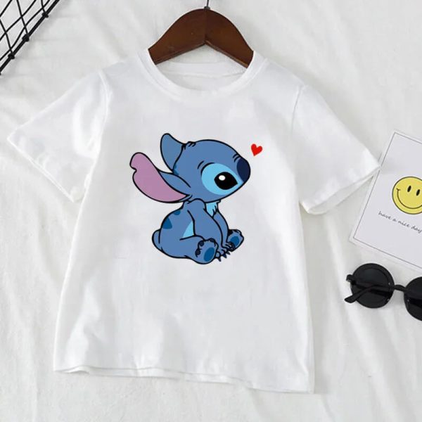 Thinking Stitch T-Shirt for Kids featuring Stitch in a thoughtful pose